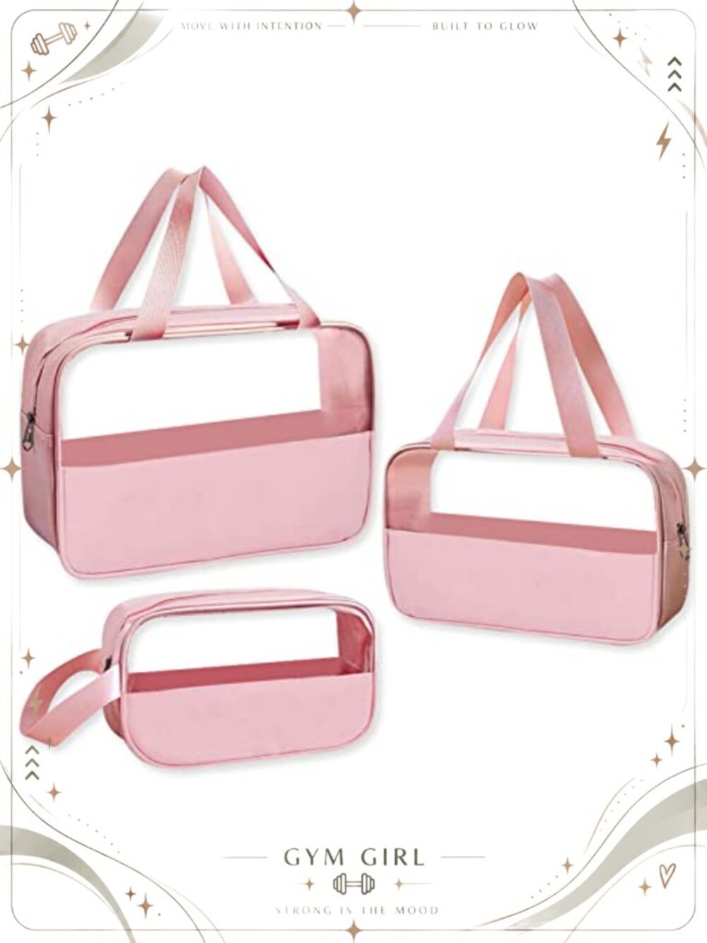 3Pc Thick Leather Waterproof Toiletry Bag Set Zip Cosmetic Wash Travel Organizer